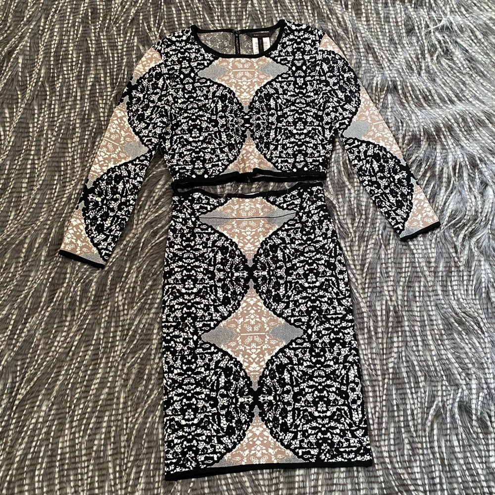 BCBGMaxAzria mini blouse and skirt